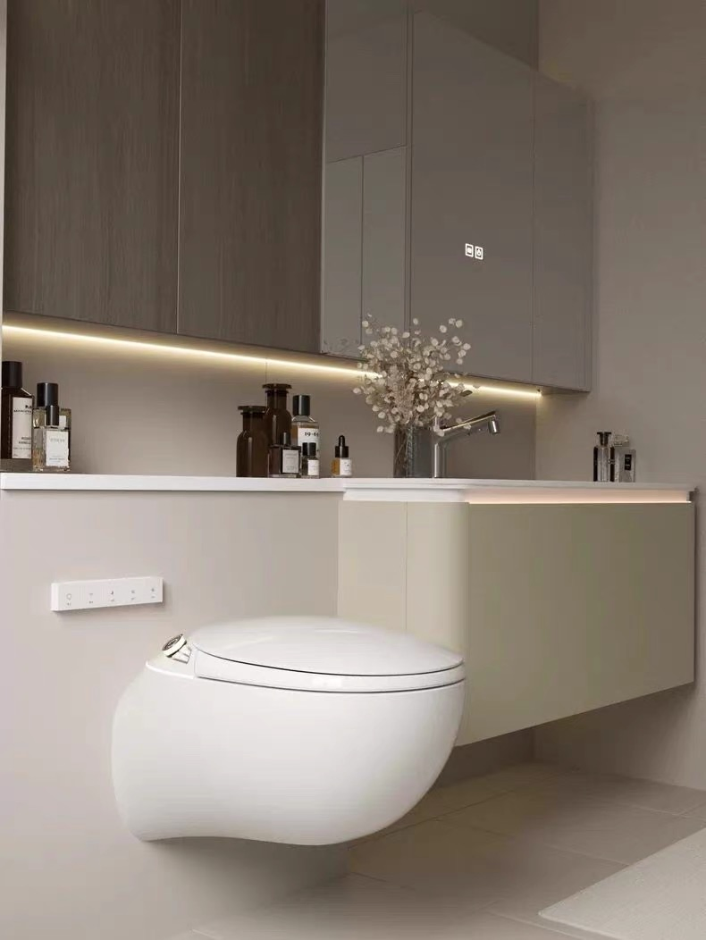 2025 Wall Mounted Intelligent Tank-Free Household Automatic All-in-One Sensor Small House Colorful Egg Bidet Smart Toilet