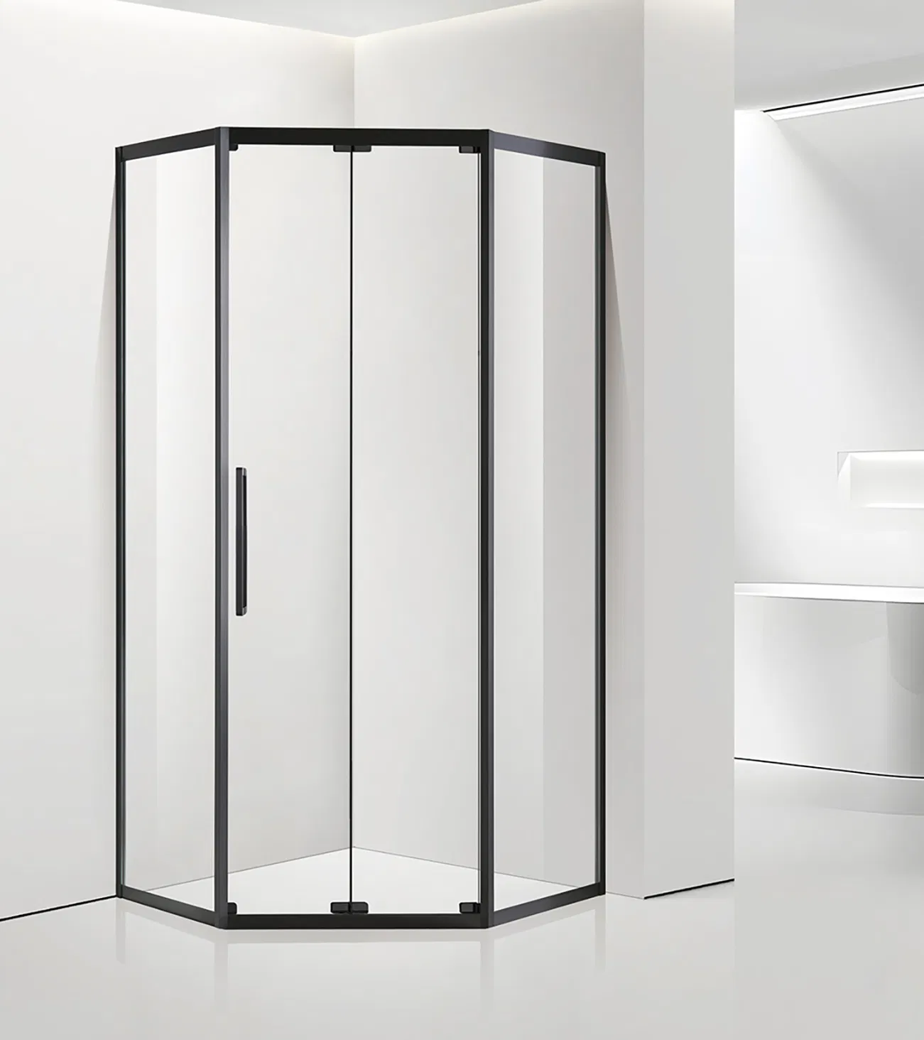 Shower Glass Door Enclosure Safety Stainless Steel Frame Rectangle Sliding Shower Door