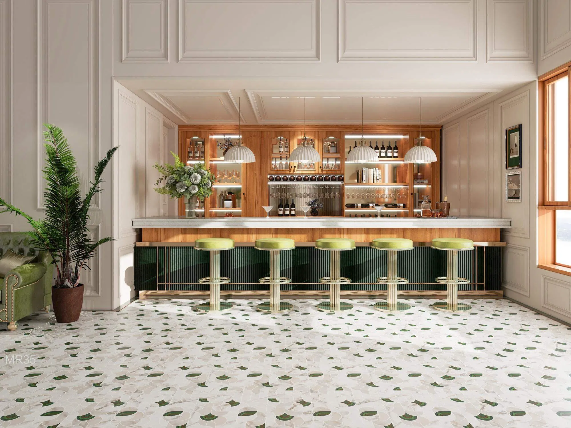 Мозаичная плитка из натурального мрамора для интерьеров