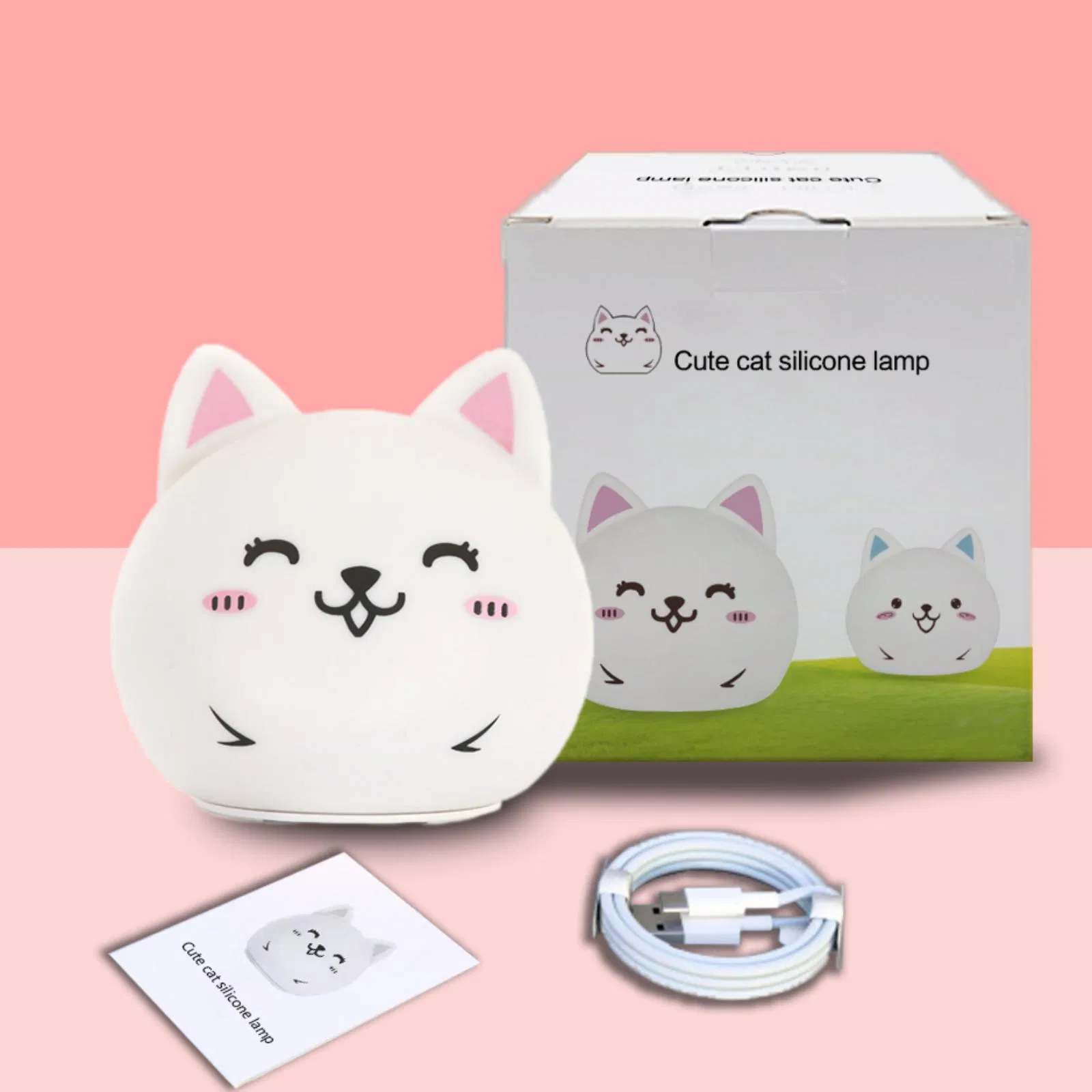 USB-лампа в виде кошки, силикон, меняет цвет