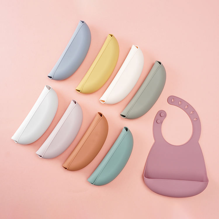 Feeding Bibs Customizable Waterproof Soft Easily Clean Adjustable Foldable Toddler Silicone