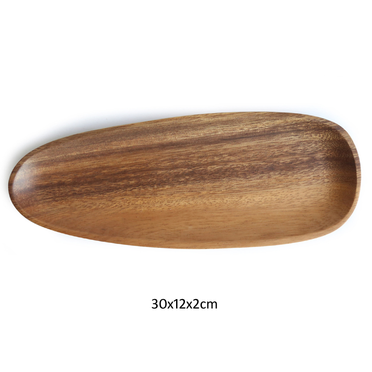 Household Kitchen Items Accessories Wooden Serving Plate Set Acacia Wood Irregular Shaped Dish and Plate