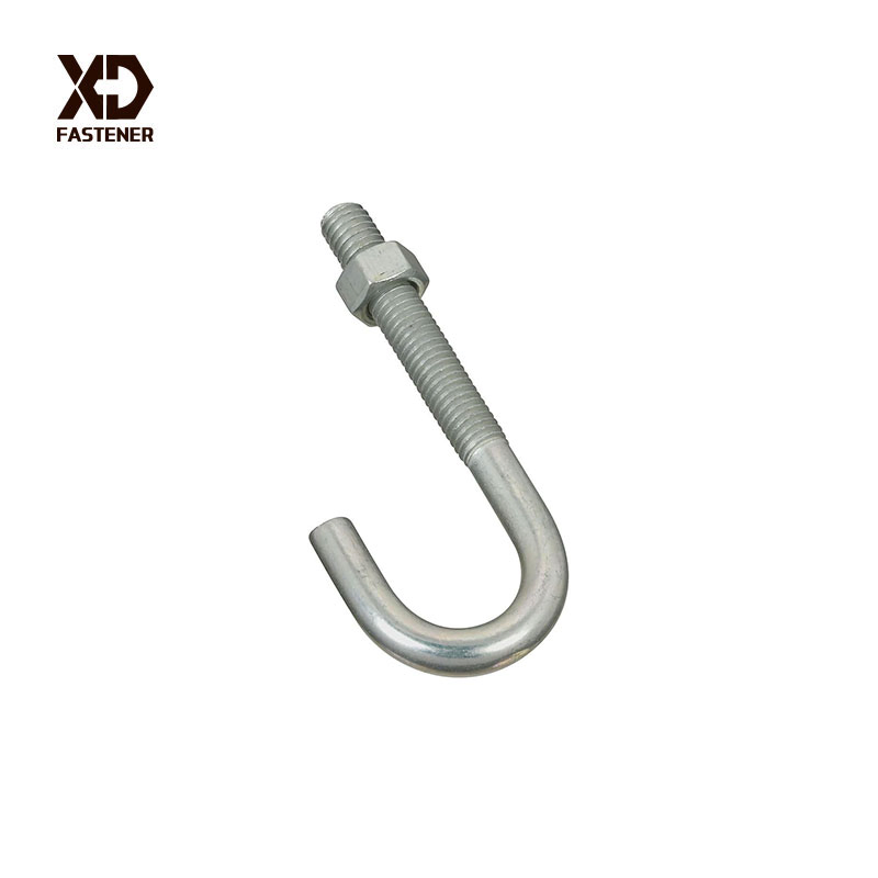 L Hook Bending J Bolt with Nut M12 M18 M24 Galvanized Carbon Steel U L D J Shape Anchor Bolt