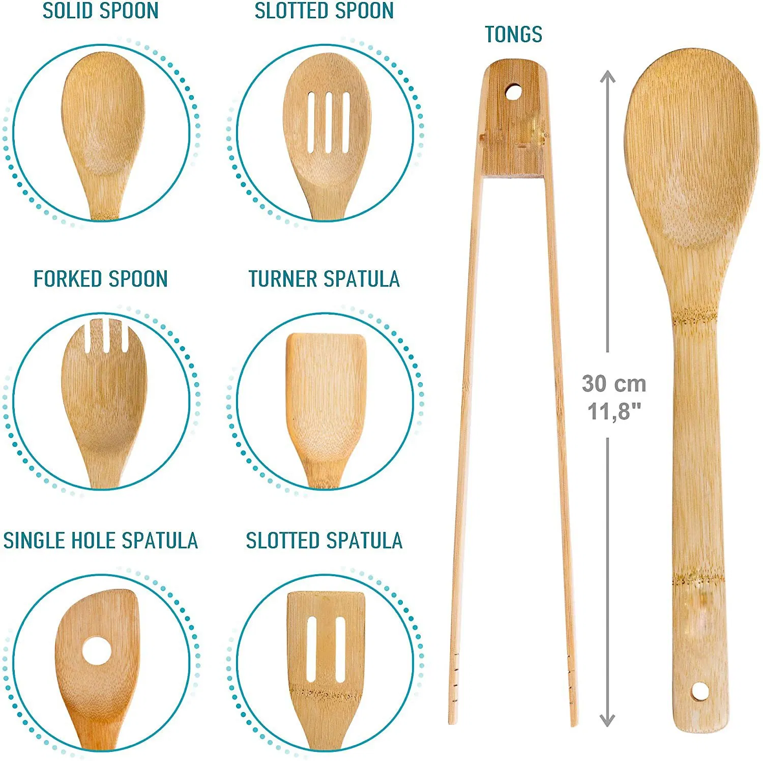 Natural Eco Bamboo Spatula Set for Cooking Kitchen Tools