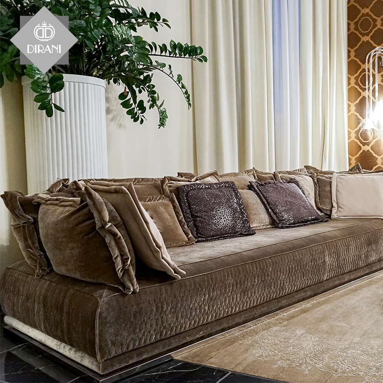 Диван кожаный секционный коричневый европейский стиль