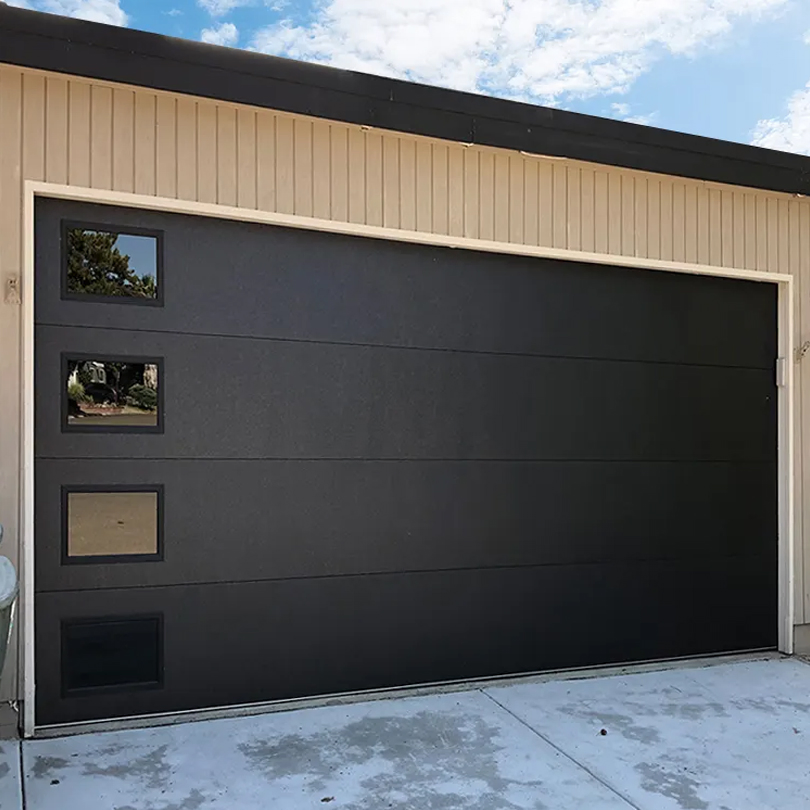 China Factory Custom Remote Control Automatic Garage Door Modern Design Black Color Aluminum Garage Doors