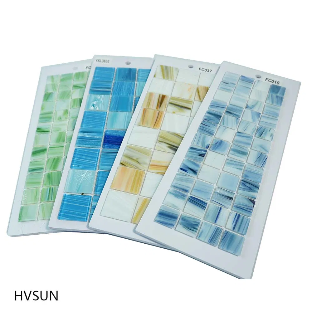 One Stop Pool Supplier Foshan Factory Price Bathroom Square Mix Color Blue Swimming Pool Crystal Mosaic Glass Tile