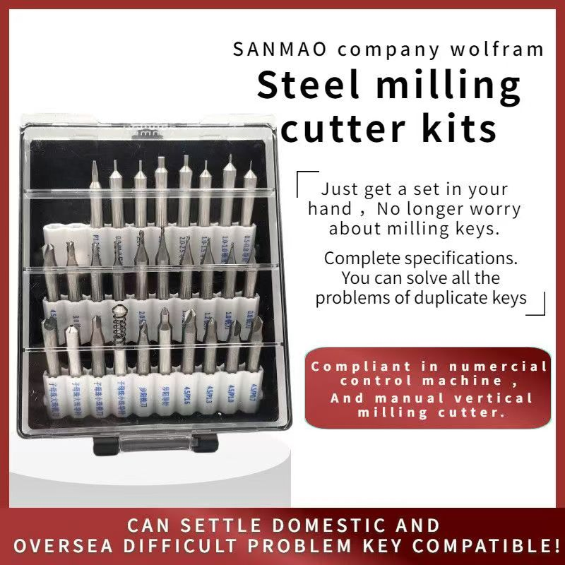 Milling Cutter Drill Bit Set Vertical Spare Parts for Key Cutting Machine Locksmith Tools