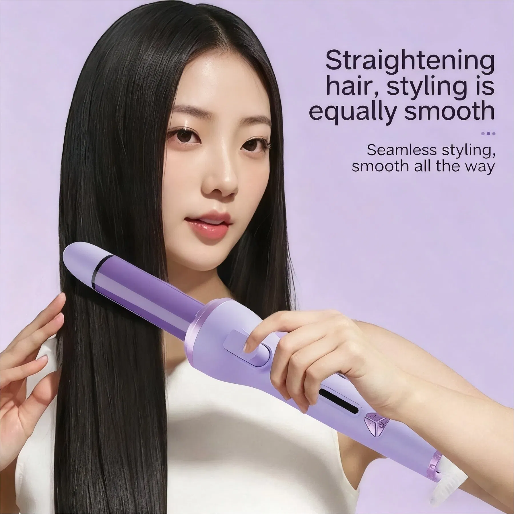 2025 New Model 2-in-1 Detachable Head Automatic Hair Curler & Straightener
