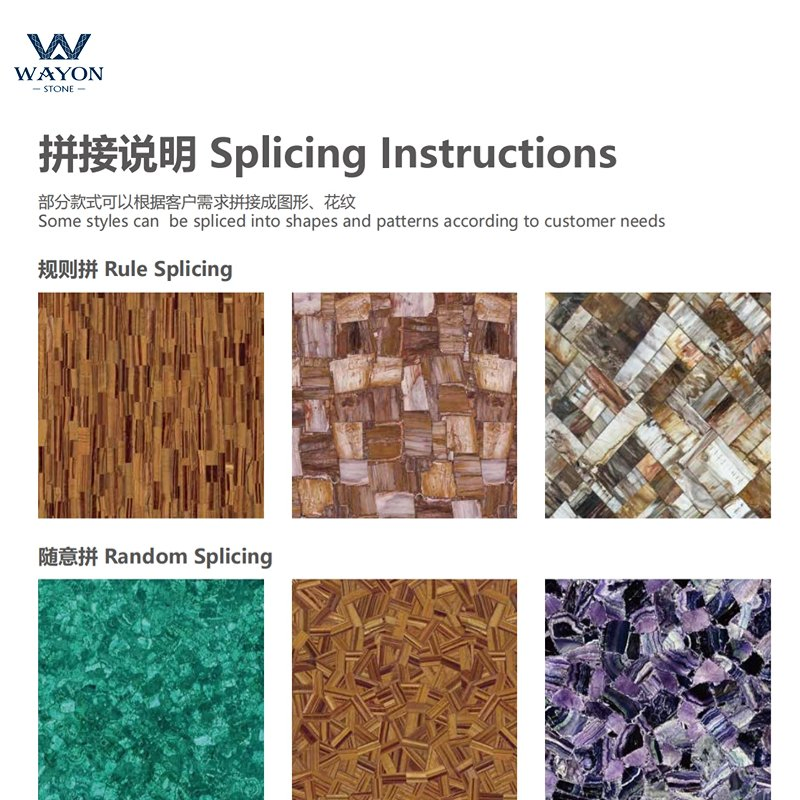 Translucent Rule Splicing Random Splicing Gemstone Backlit Red Agate Semiprecious Stone Slabs for Wall Background Floor