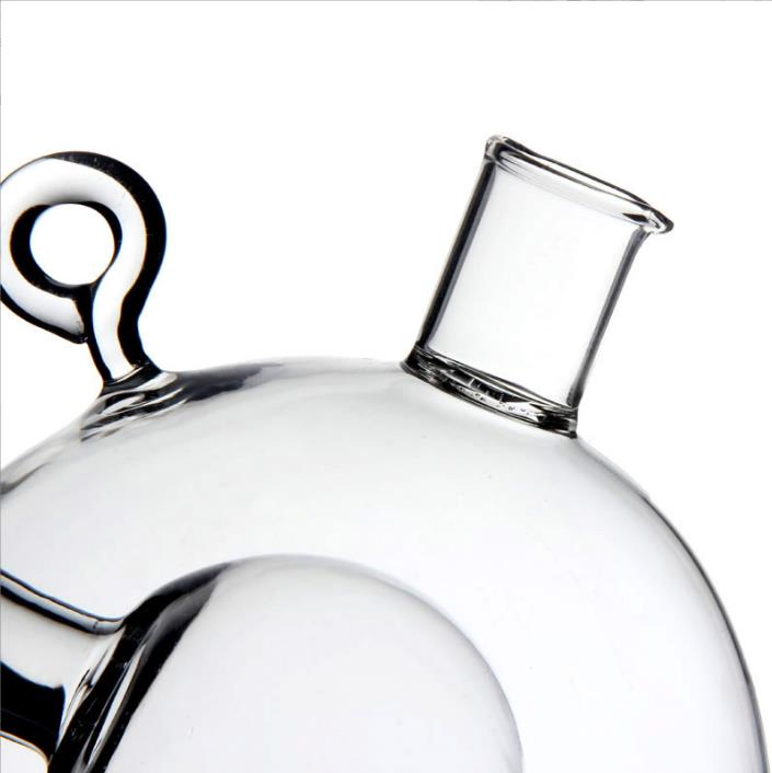 Kitchen Glassware Supply 2-Outlet Round Borosilicate Glass Olive Oil Jar Vinegar Bottle Pot Kitchen Sauce Dispenser