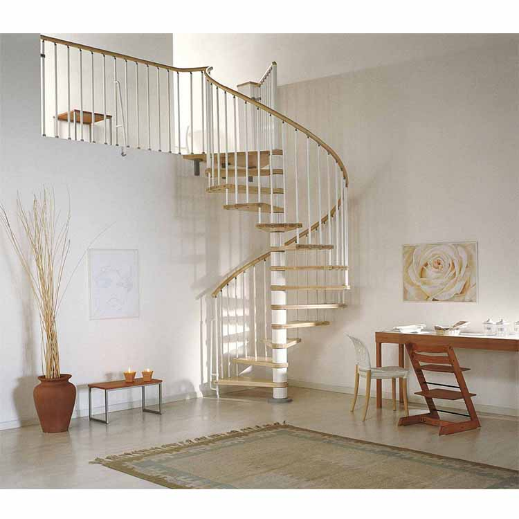 Prima Factory Easy Installed Villa Commercial Glass Step Spiral Staircase Resident Indoor Wood Tread Helical Stairs