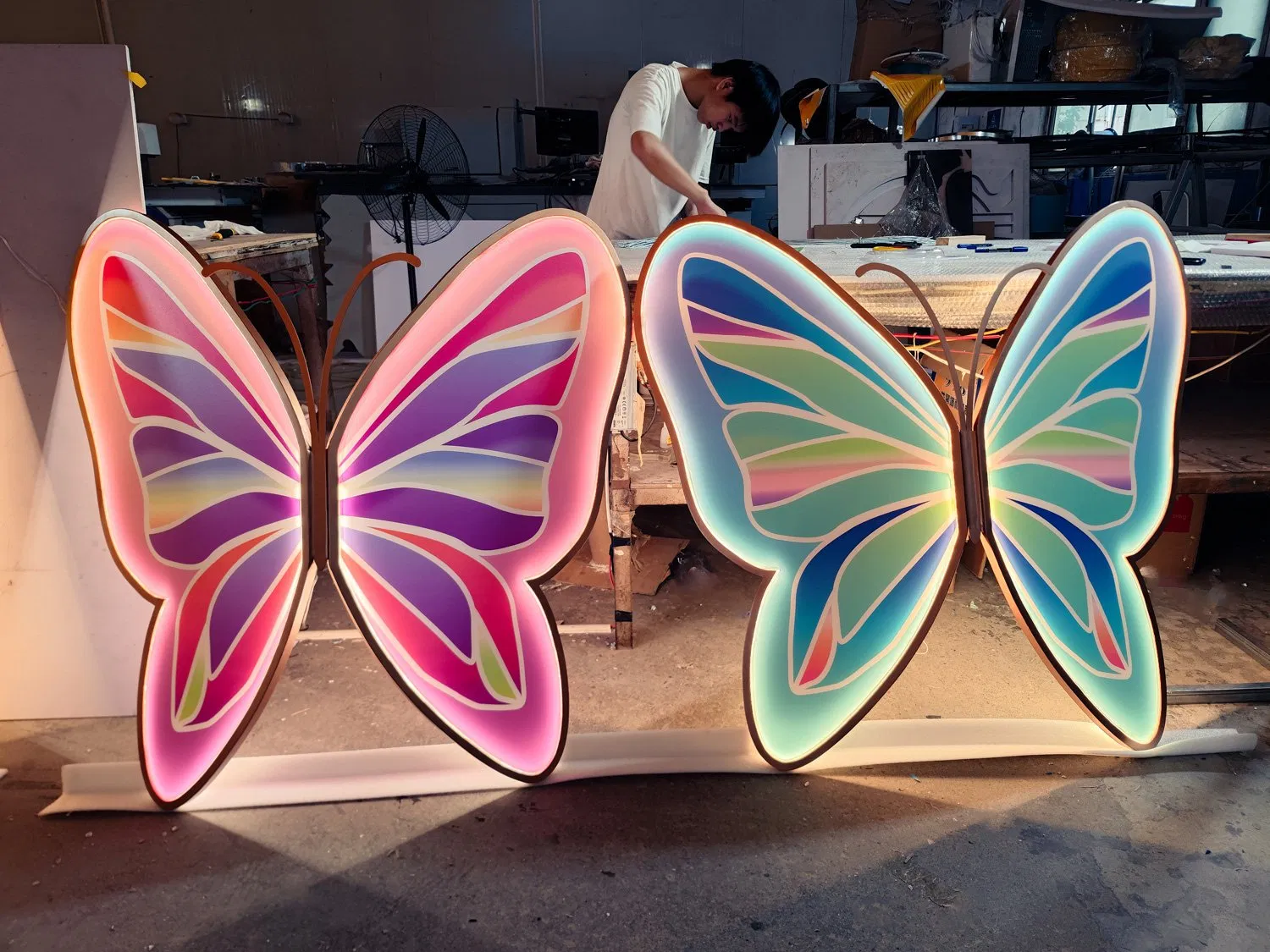 LED Metallica Butterfly Decoration Sign Stainless Steel LED Custom Neon Sign