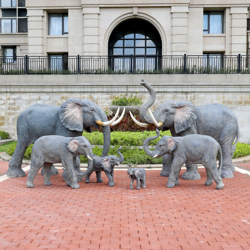 Factory Price Simulation Elephant Sculpture Fiberglass Garden Large Animal Ornaments