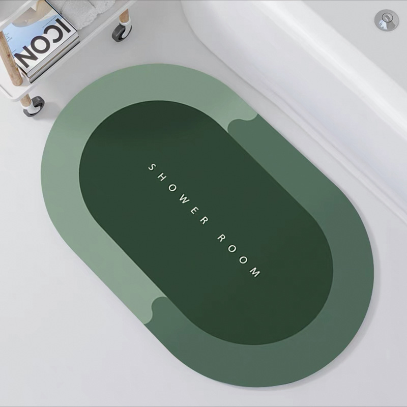 Bathroom Simple Oval Bath Mat, Household Bathroom Entrance Water Absorbent Non-Slip Floor Mat, Customizable