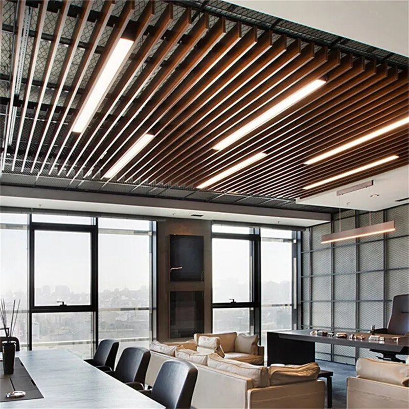 Factory Price Aluminum Profile Wood Baffle Ceiling System Metal Decorative Suspended Ceiling