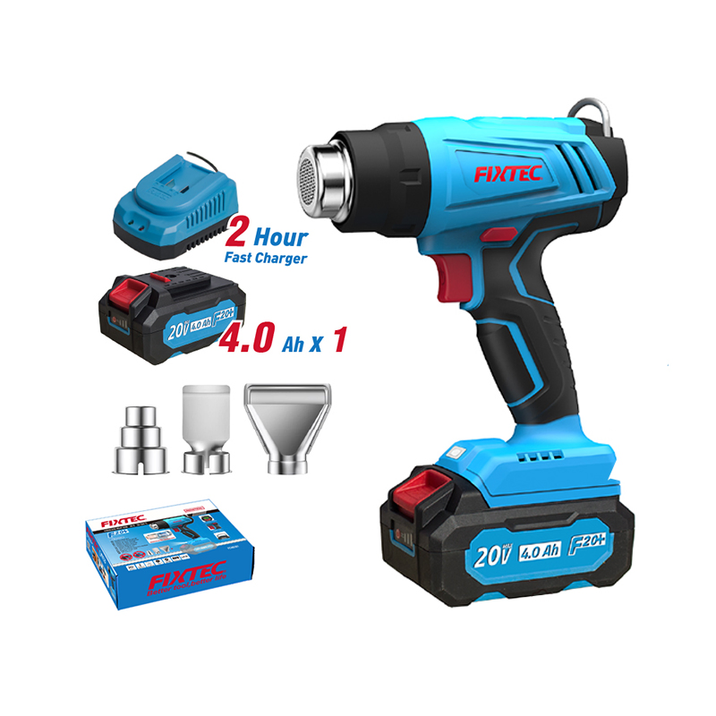 Fixtec Wholesale Mini 20V Battery Cordless Hot Air Gun Industrial Electric Rechargeable Shrink Wrap Heat Gun Machine