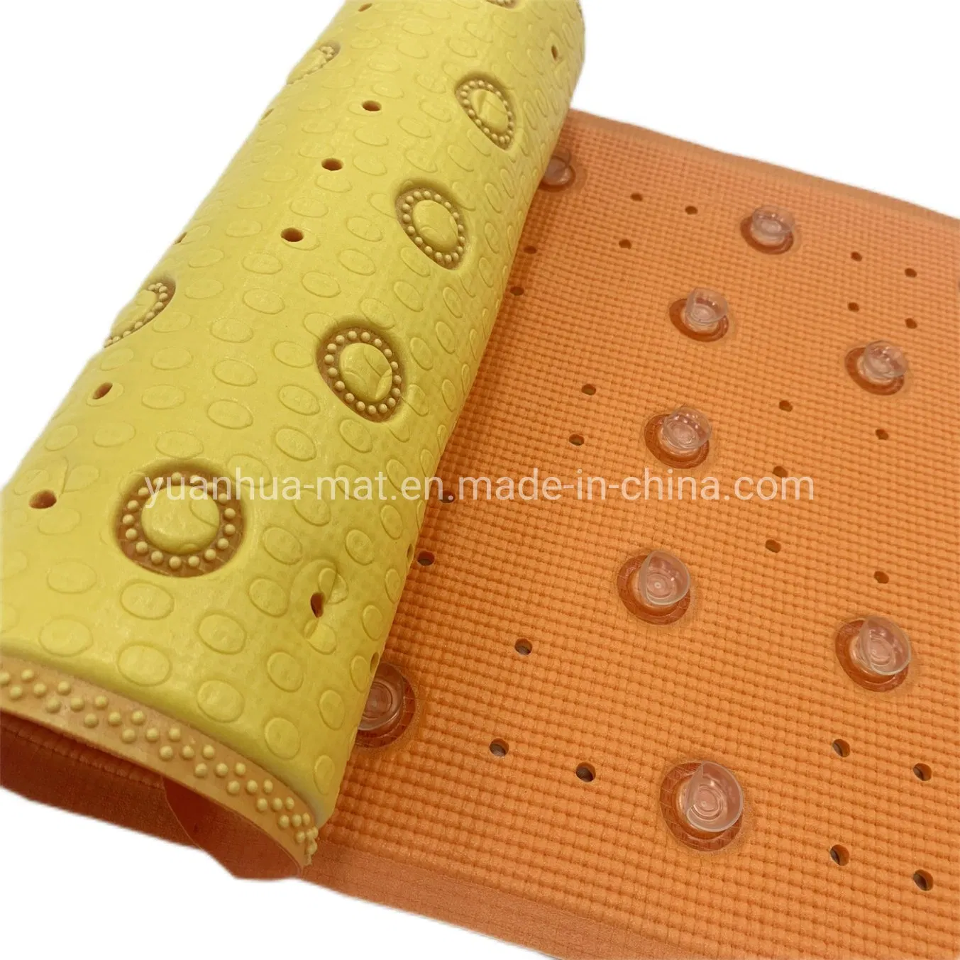 Hot Selling PVC Double Color Bath Tub Mat with Strong Suction Cups