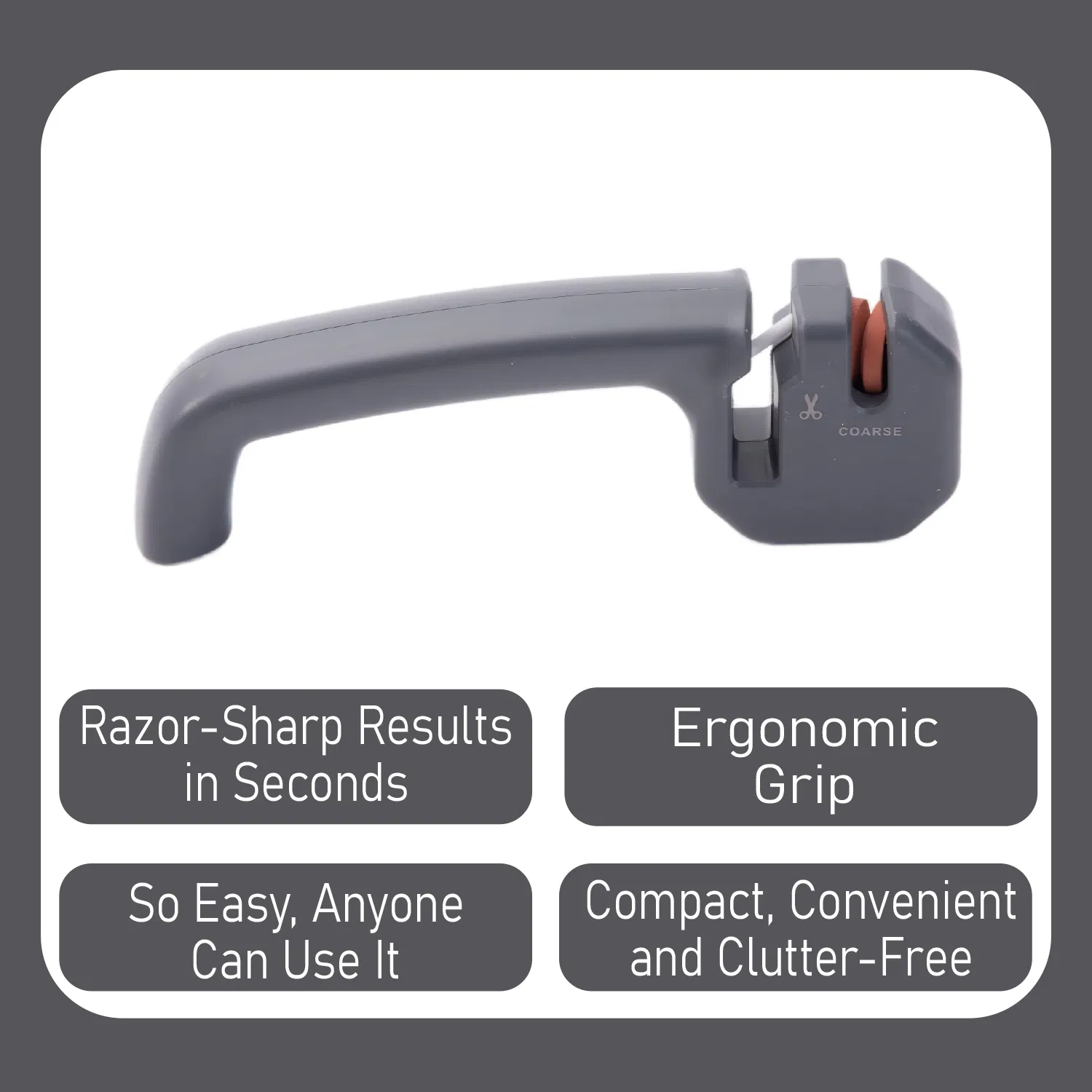 2in1 Knife Sharpener Coarse Scissor Non Slip Ergonomic Compact Kitchen Tool