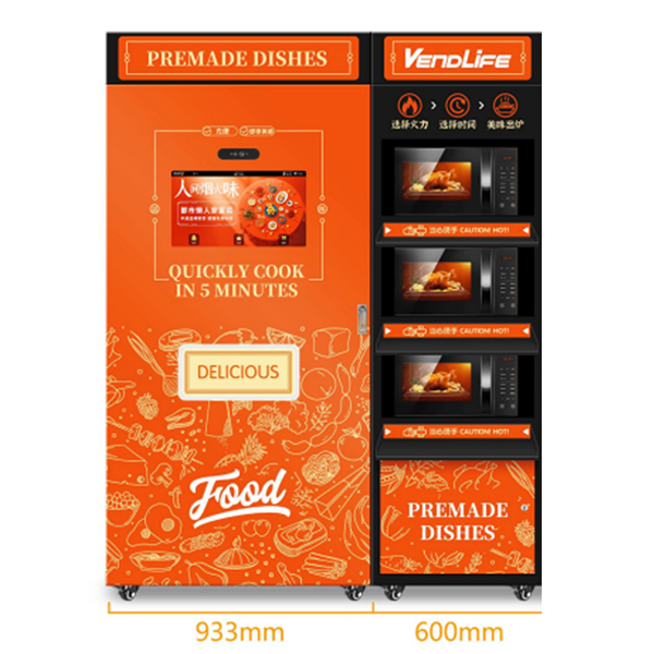 Bakery Touch Screen Pasta Ramen Hamburger Sandwich Vending Machine with Microwave Oven Heating Frozen Lunch Box Automatic Hot Meal Food Vending Machine