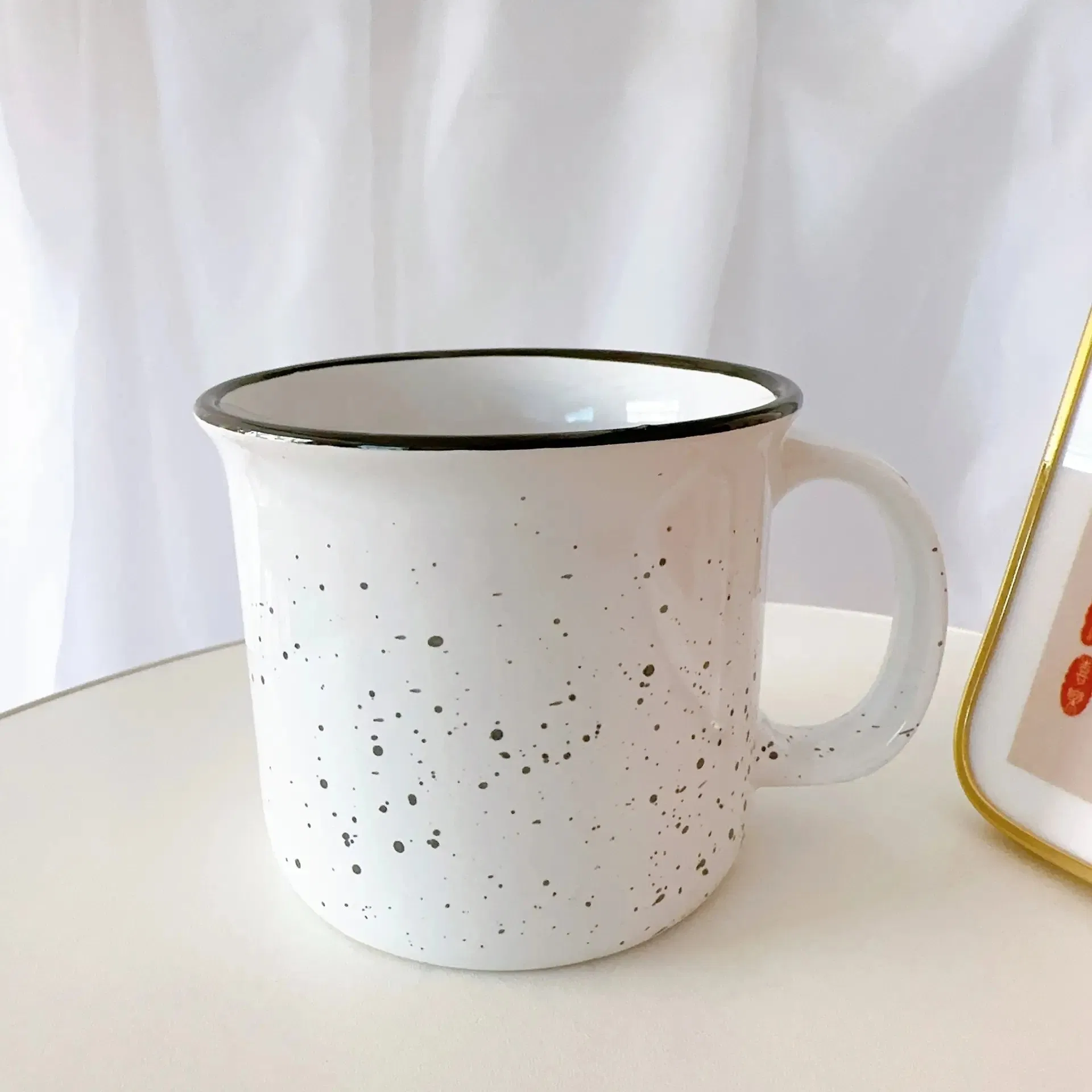 Stylish Enamel Cup with Handle for Hot Beverages