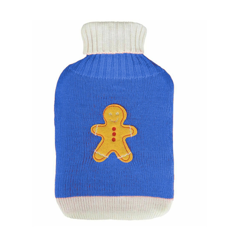 Fashionable Winter Cute Embroidery Double Color Knitted Hot Water Bottle Cover Bag Cover with Custom Logo