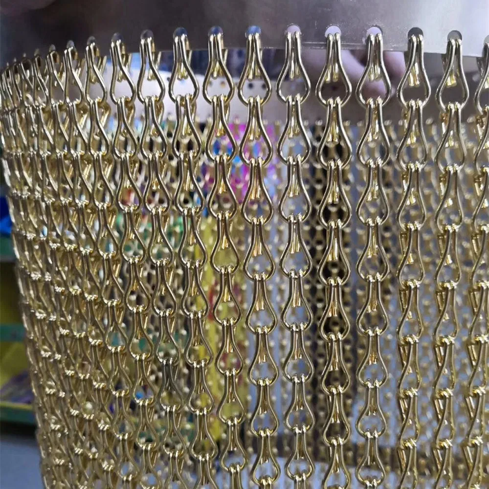 Gold Colored Aluminum Chain Link Security Screen Curtain Wall
