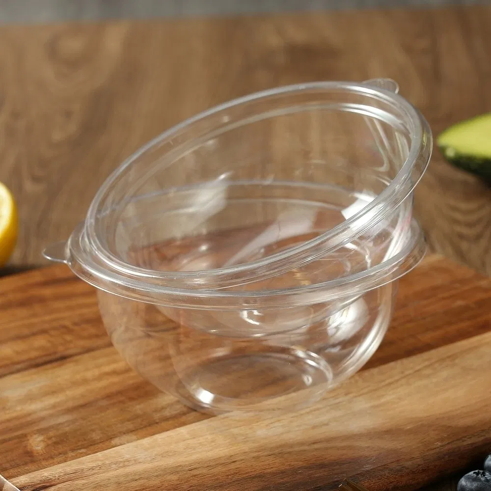 Transparent Disposable Plastic Round Salad Bowl for Fast-Food Takeaway