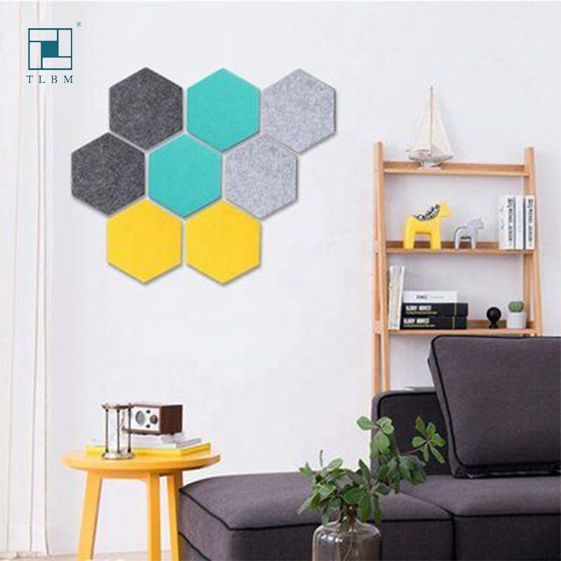 Beveled Edge Decor Felt Sound Proof Padding Wall Tiles Polyester Fiber Hexagon Acoustic Panels