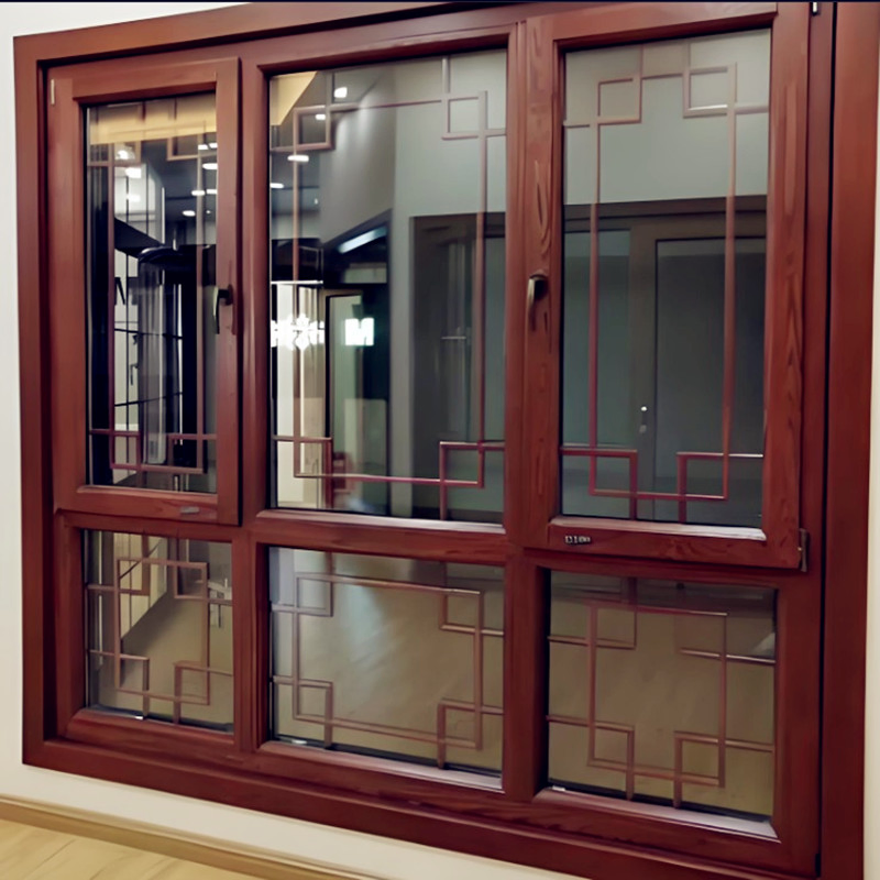 Retro Style Durable Triple Glazed Aluminum Solid Wood Window and Door
