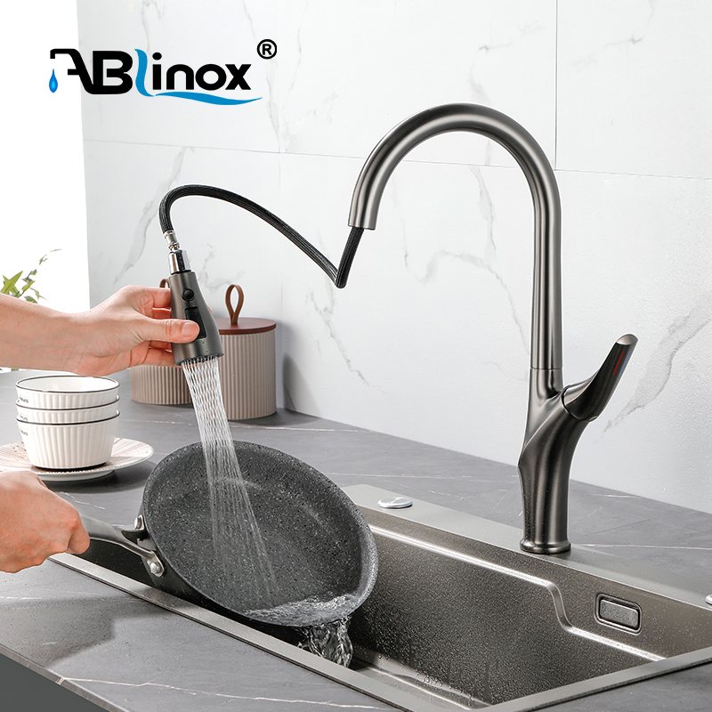 Hot and Cold Water Tap Single Handle Pull Down Kitchen Faucet