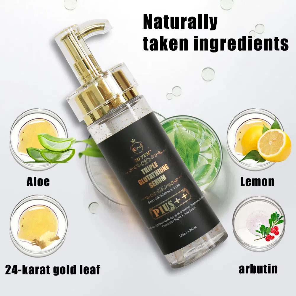 Luxury Gold Serum Bottle Private Label Customized 24 K Gold Collagen Anti Aging Face Brightening 120ml 24K Gold Skin Serum