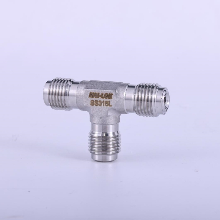 Nai-Lok 316L Stainless Steel UHP Metal Face Seal 1/4" Male Face Seal Equal Tee Ultra High Purity Fittings for Semiconductor