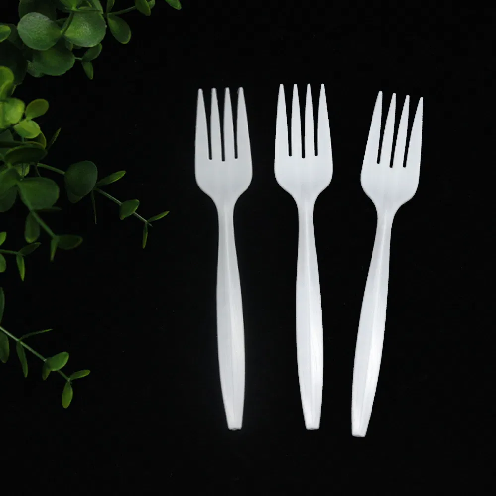 Disposable Plastic Cutlery 148mm Length PP Plastic Fork Customizable White for Restaurant