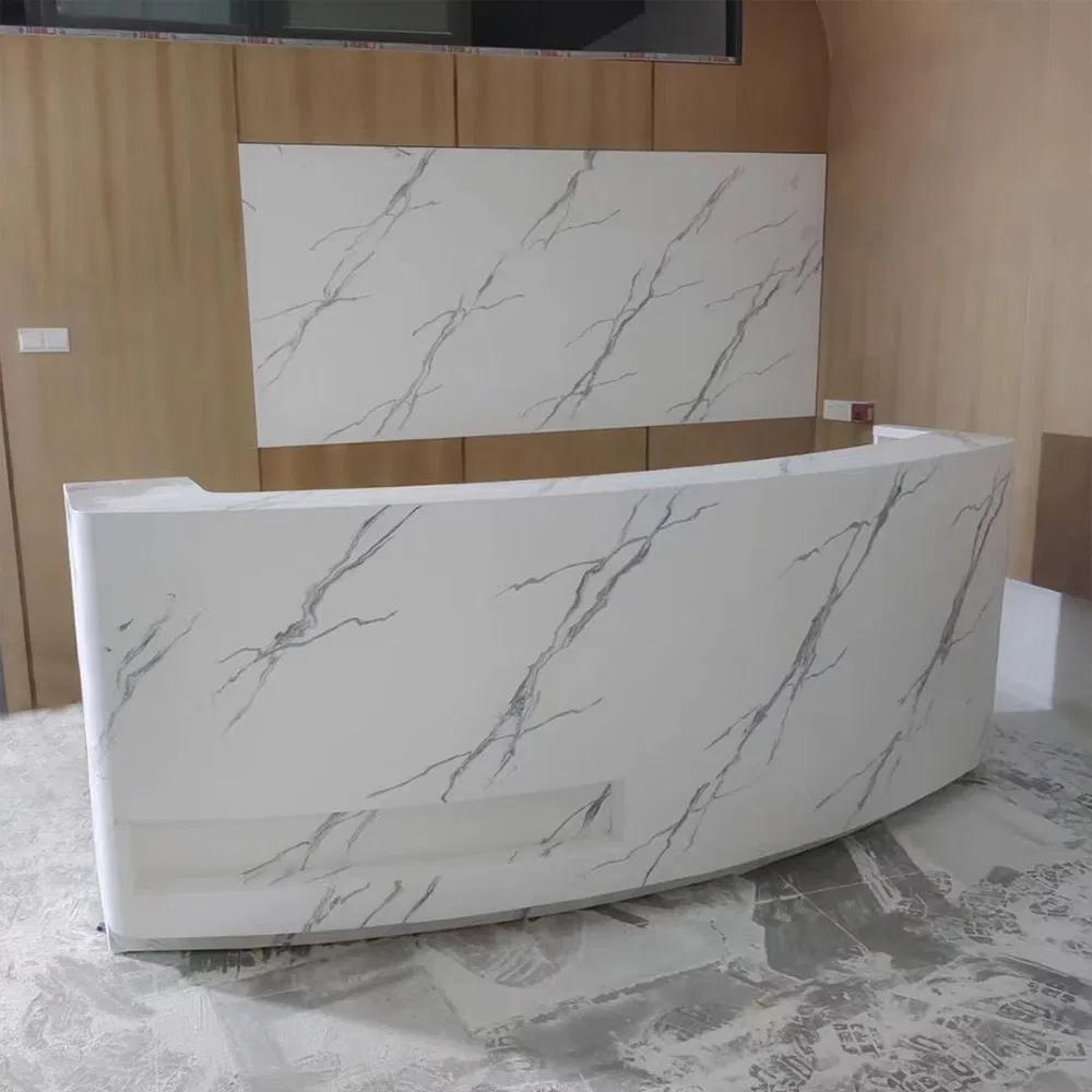 Stylish Modern Hotel Reception Desk Crafted From Durable Artificial Stone