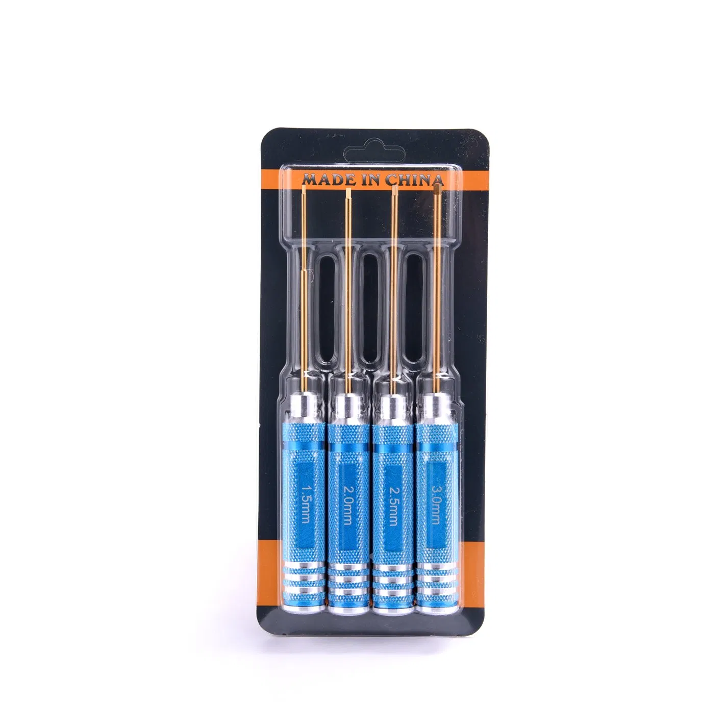 Blue Handle Titanium Steel Hex Screwdriver Wrench 4PCS Kit