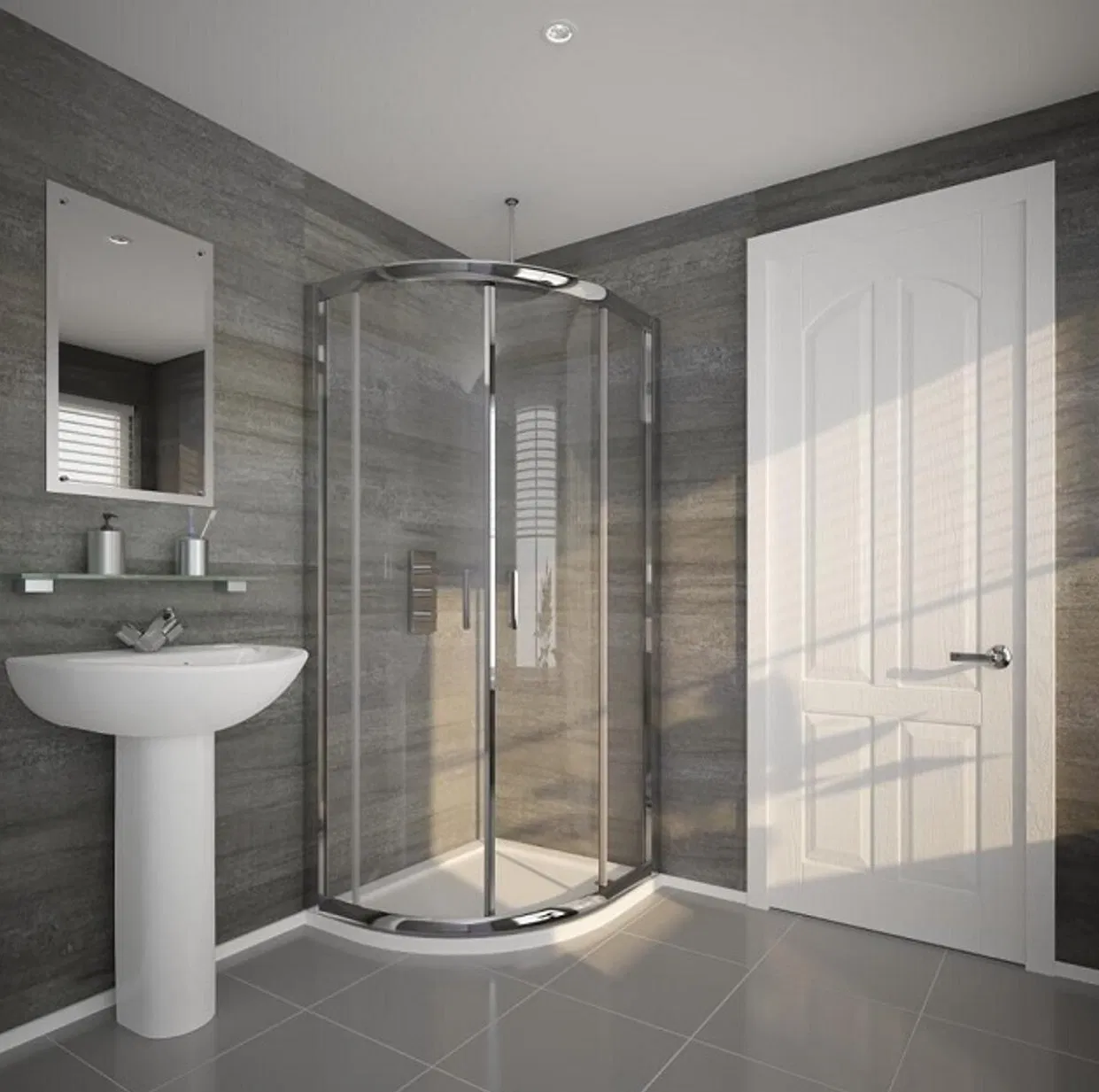 Corner Glass Shower Enclosure with Smooth Sliding Door System