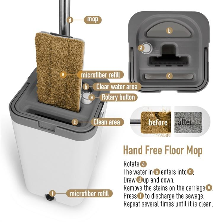 Wet and Dry Separate Microfiber Cleaning Mop with Hands Free