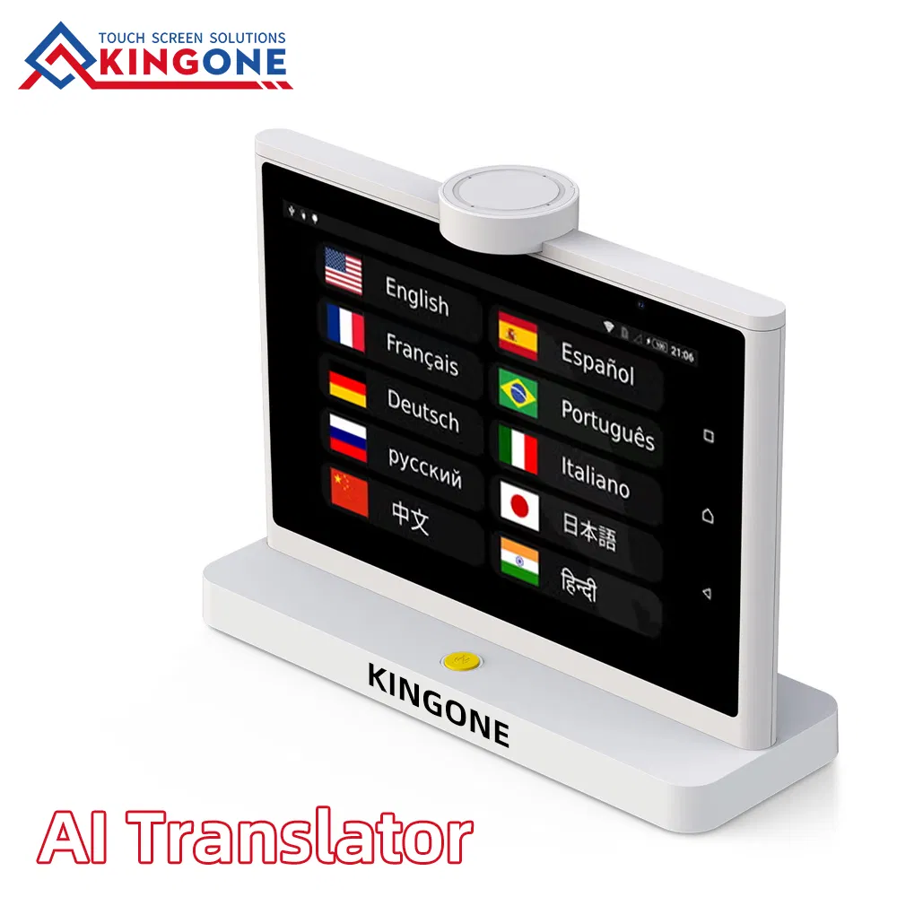 Desktop Real Time Voice Translation Supports 37 Language 10.1 Inch Screen Ai Translator for Hotel Front with Secure Cloud System
