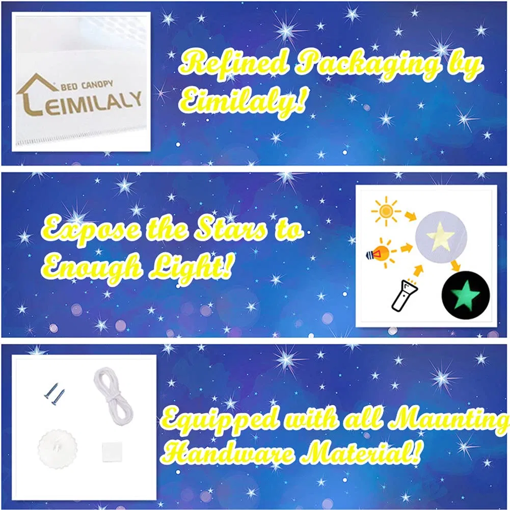 Glowing Stars Bed Canopy Bed Canopy Girls Princess Purple Bed Blue Mosquito Net