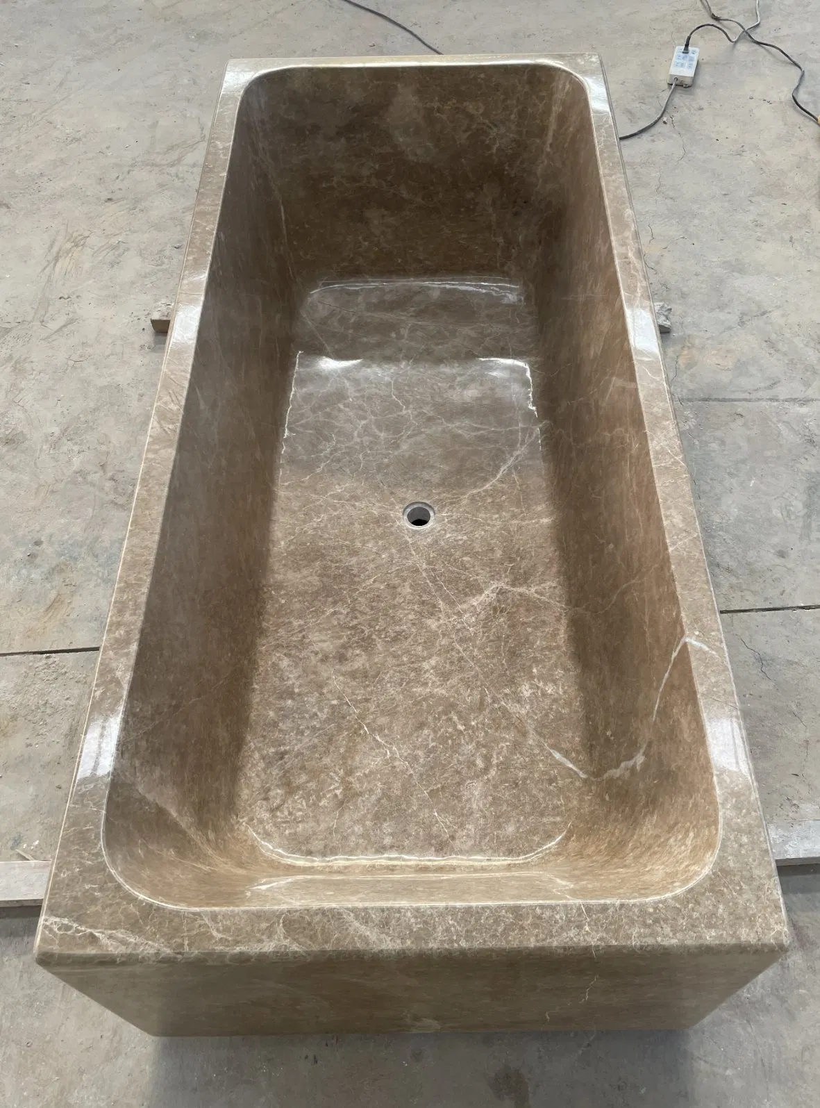 Customized Natural Stone polished rectangle light brown Emperador light marble bathtub for Home/Hotel/House/Resorts/villas Bathroom decoration