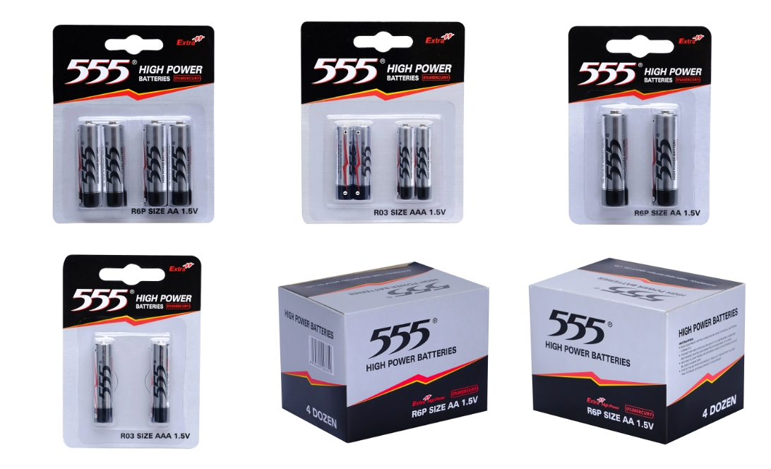 555 Brand 1.5V R6p Um3 Carbon Zinc Remote Control AA Battery