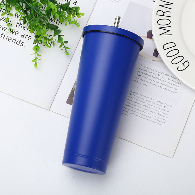 Travel Mug Stainless Steel Double-Layer Insulated Straw Cup Vacuum Coffee Cup Suitable for Hot and Cold Wyz21043