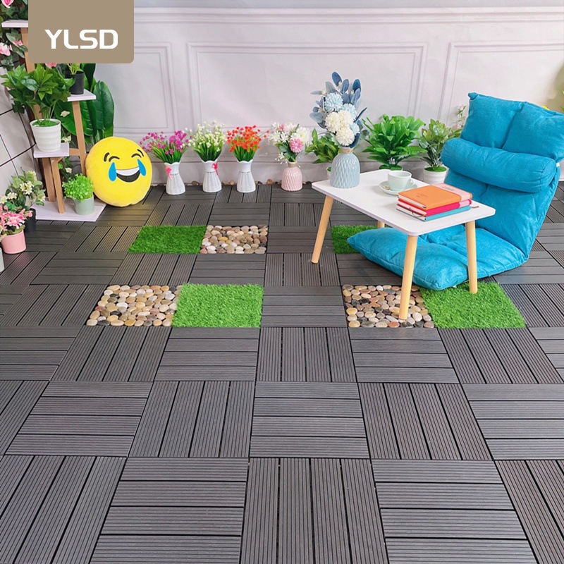 Waterproof Cheap Price Wood Plastic Composite Interlocking Decking Tiles WPC DIY Floor 300*300mm