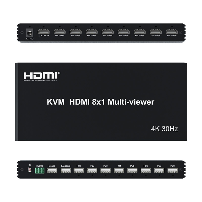 Kvm HDMI 8X1 Quad Multi-Viewer 4K/30Hz HDMI Multiviewer 8X1