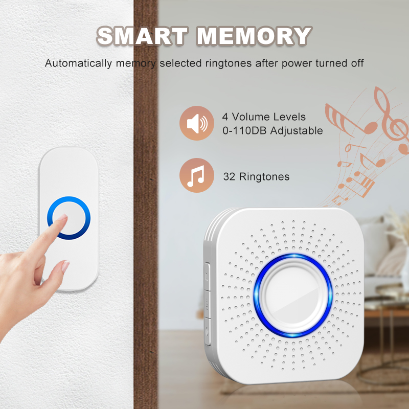Battery Powered Wireless Doorbell Chime for Home