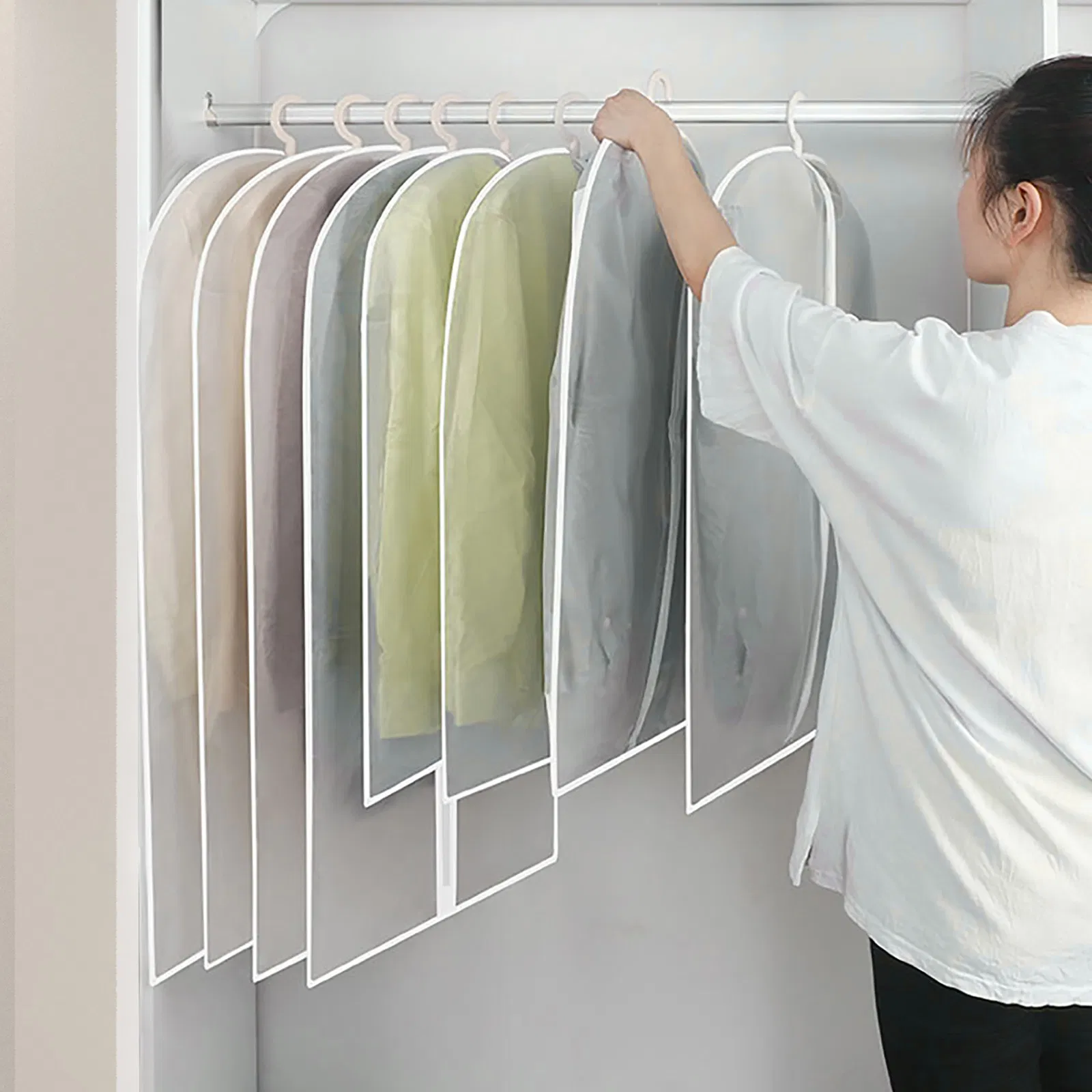 5PCS/Set Clear Garment Bags for Hanging Clothes PEVA Suit Covers with Zipper