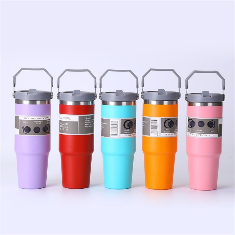 New Product Double Wall Vacuum Insulated Flip Top Stainless Steel Tumbler 30oz