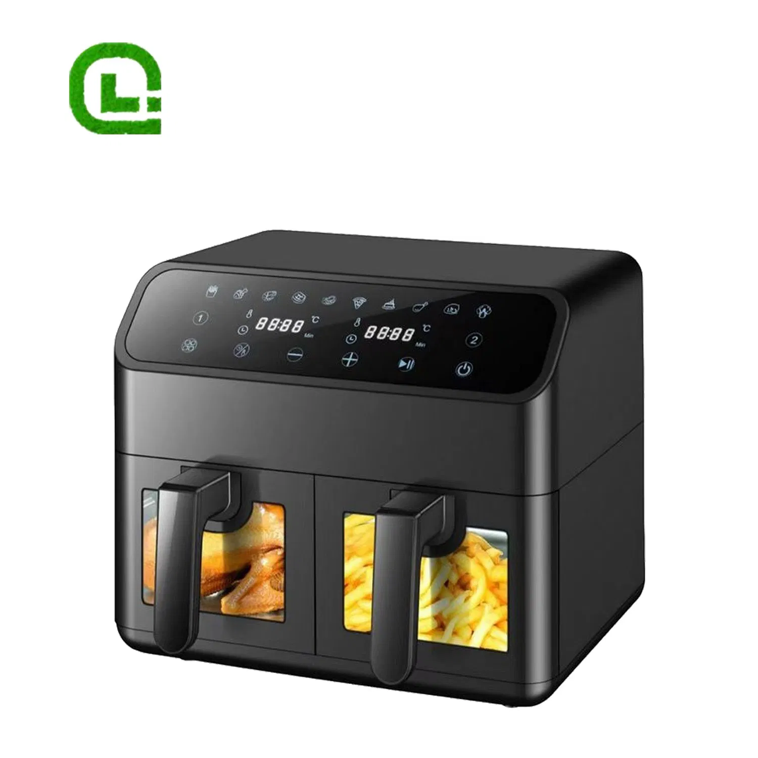 China Wholesale Fashionable Household Air Deep Fryer 2 Baskets with Visible Window Kitchen Appliances for Cooking Without Oil
