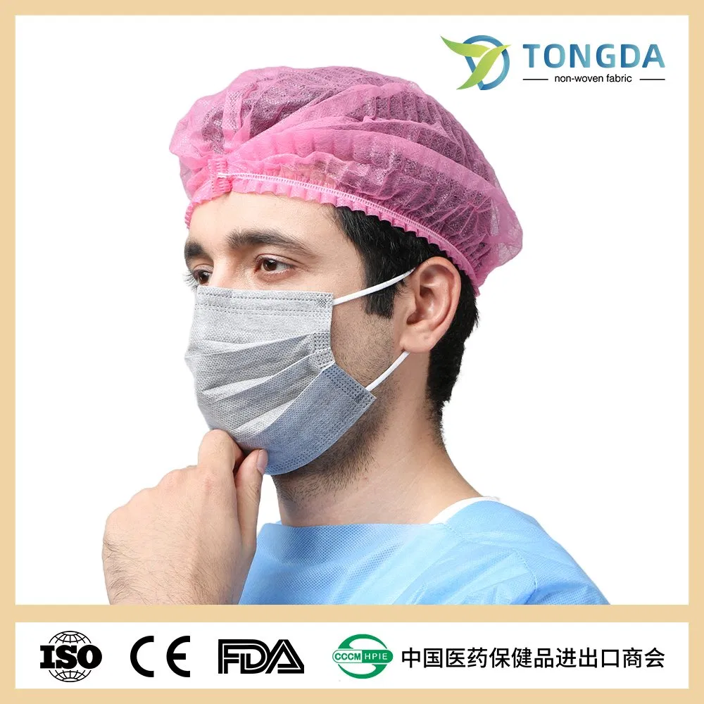 Disposable Pleated Mob Caps Colored Non-Woven Stretch Clip Caps